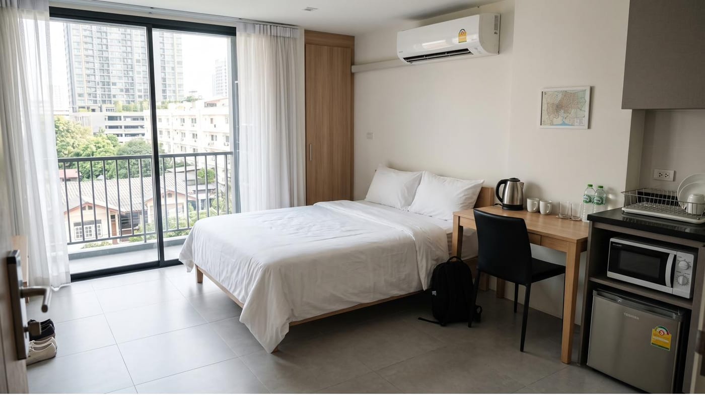 A studio apartment near Bangkok Hospital