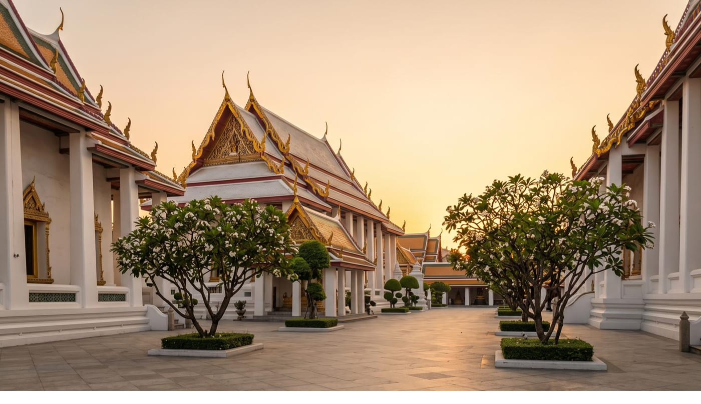 A Thai temple at golden hour